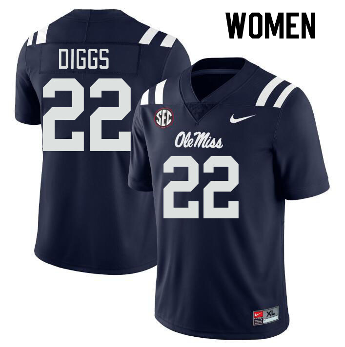 Women #22 Logan Diggs Ole Miss Rebels College Football Jerseys Stitched-Navy